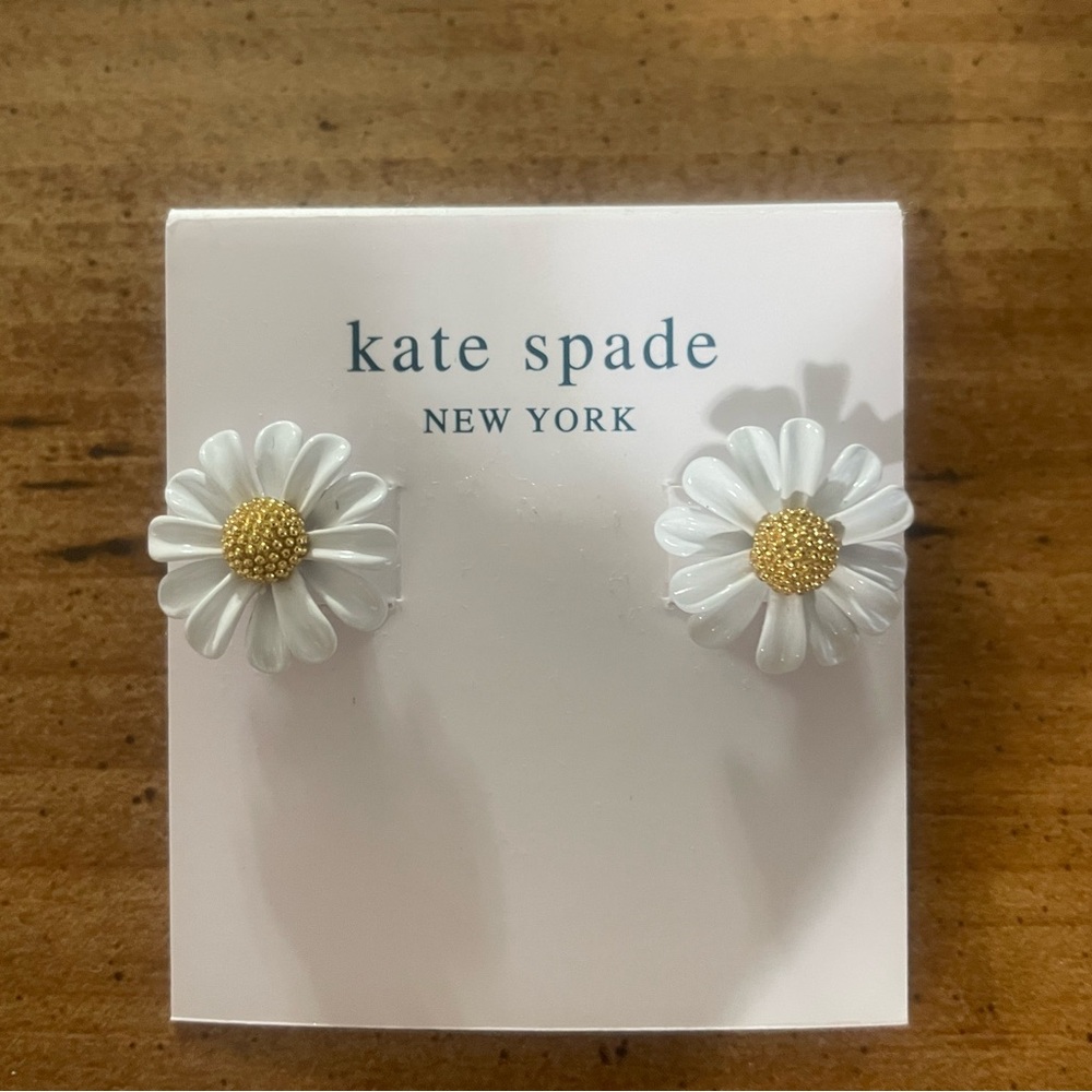 Kate Spade Gold and White Floral Earrings